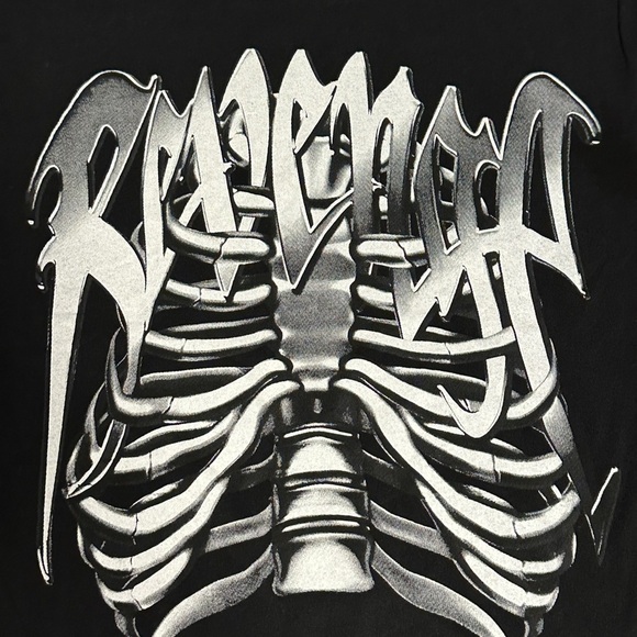 Revenge Black Short Sleeve Tee with Skeleton, Ribcage Graphic New - Picture 2 of 10